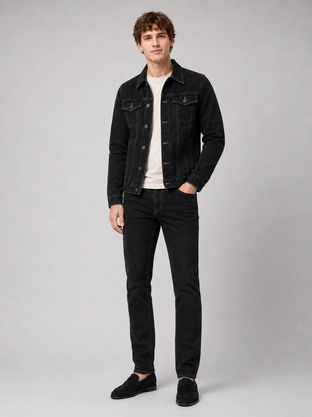 Men’s Denim Jacket Slim Fit Cotton Vintage Autumn Jacket for Everyday and Streetwear Wear