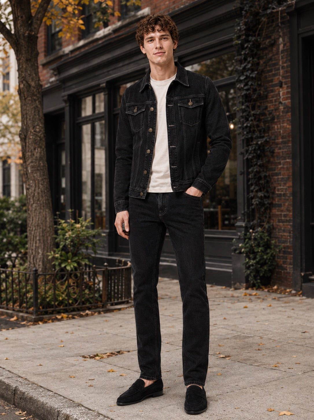 Men’s Denim Jacket Slim Fit Cotton Vintage Autumn Jacket for Everyday and Streetwear Wear