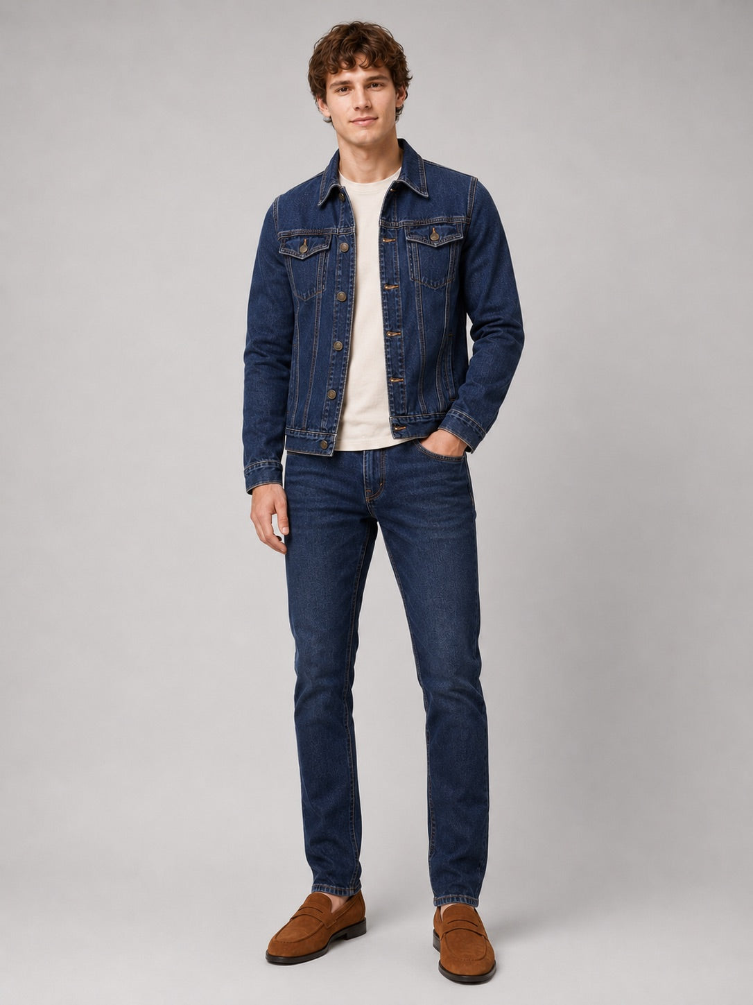 Men’s Denim Jacket Slim Fit Cotton Vintage Autumn Jacket for Everyday and Streetwear Wear