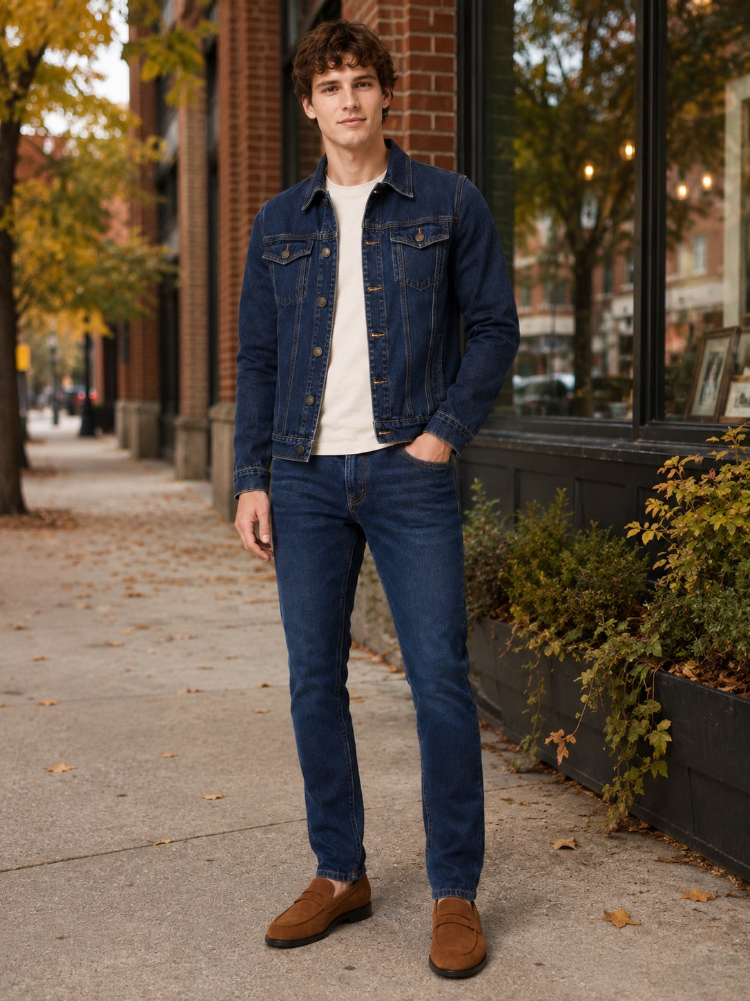 Men’s Denim Jacket Slim Fit Cotton Vintage Autumn Jacket for Everyday and Streetwear Wear