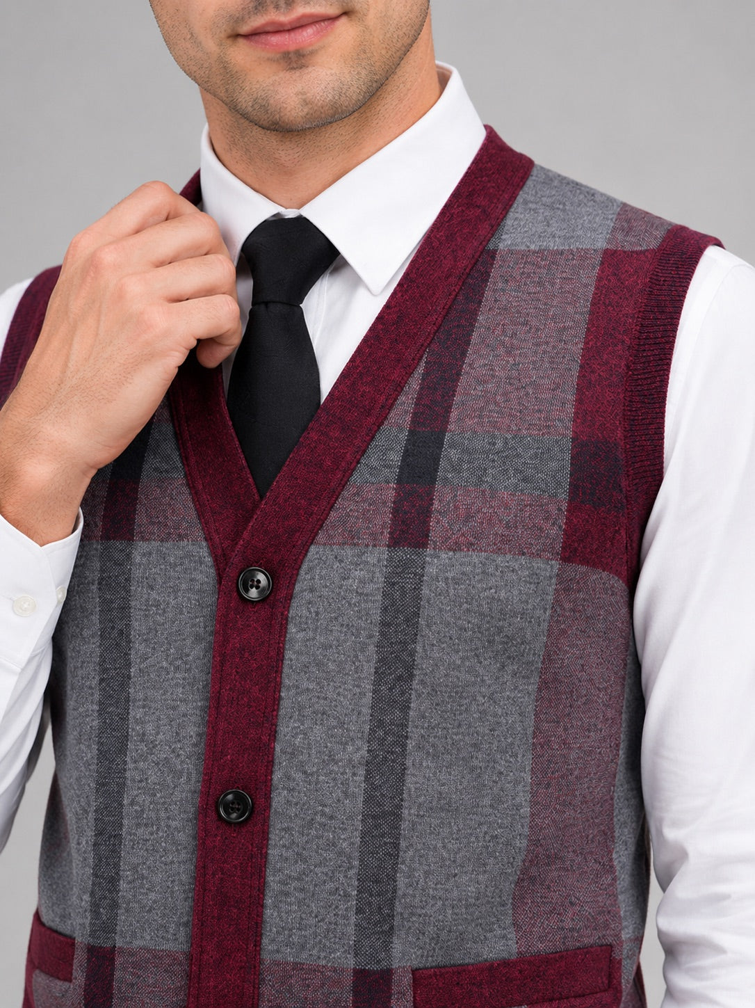 Men’s Fleece Sleeveless Jumper V-Neck Button Front Knit Autumn Winter Layer for Business Casual and Everyday Wear