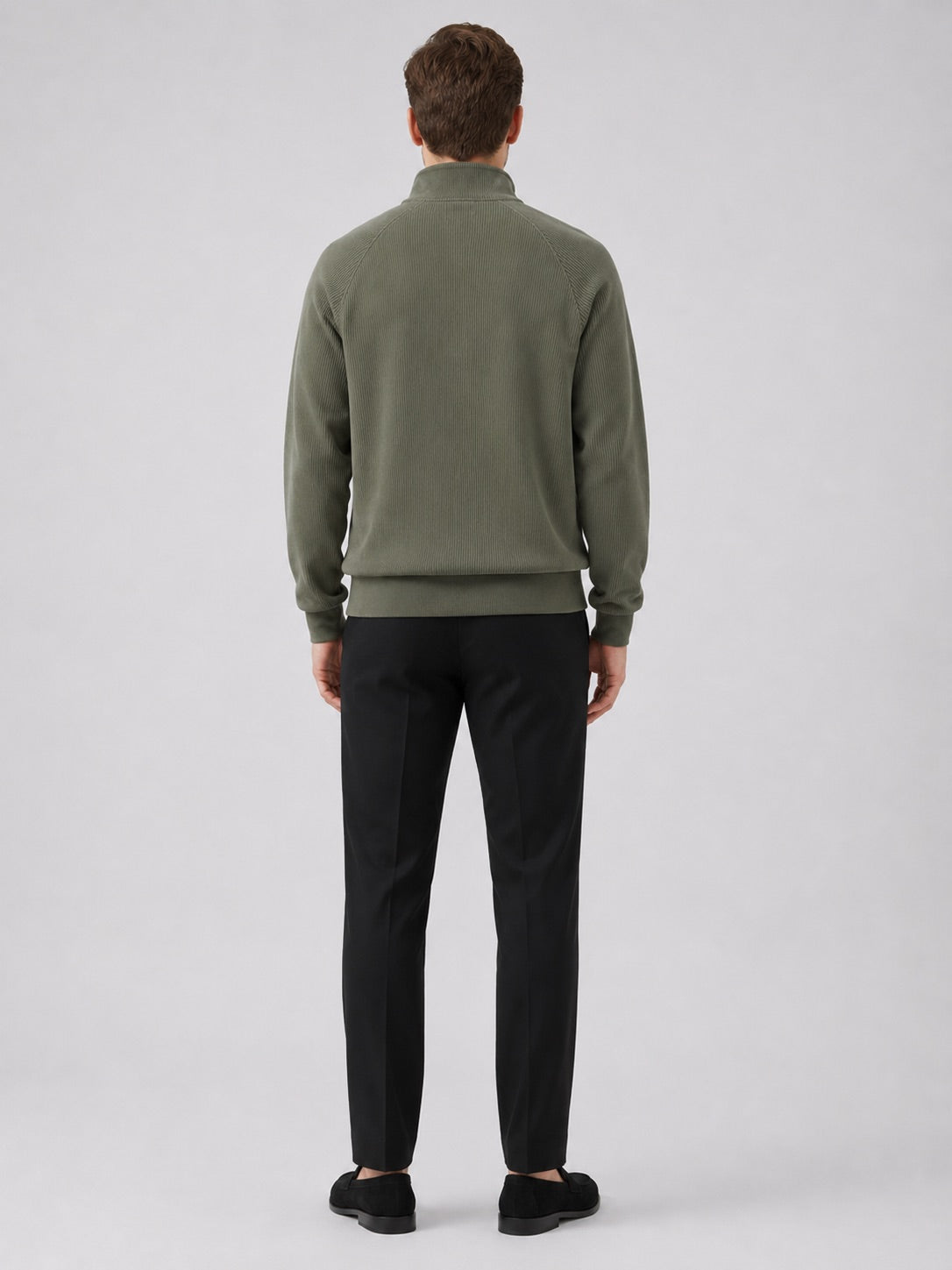 Men’s Quarter Zip Jumper Loose Fit Stand Collar Autumn Pullover for Casual and Everyday Wear