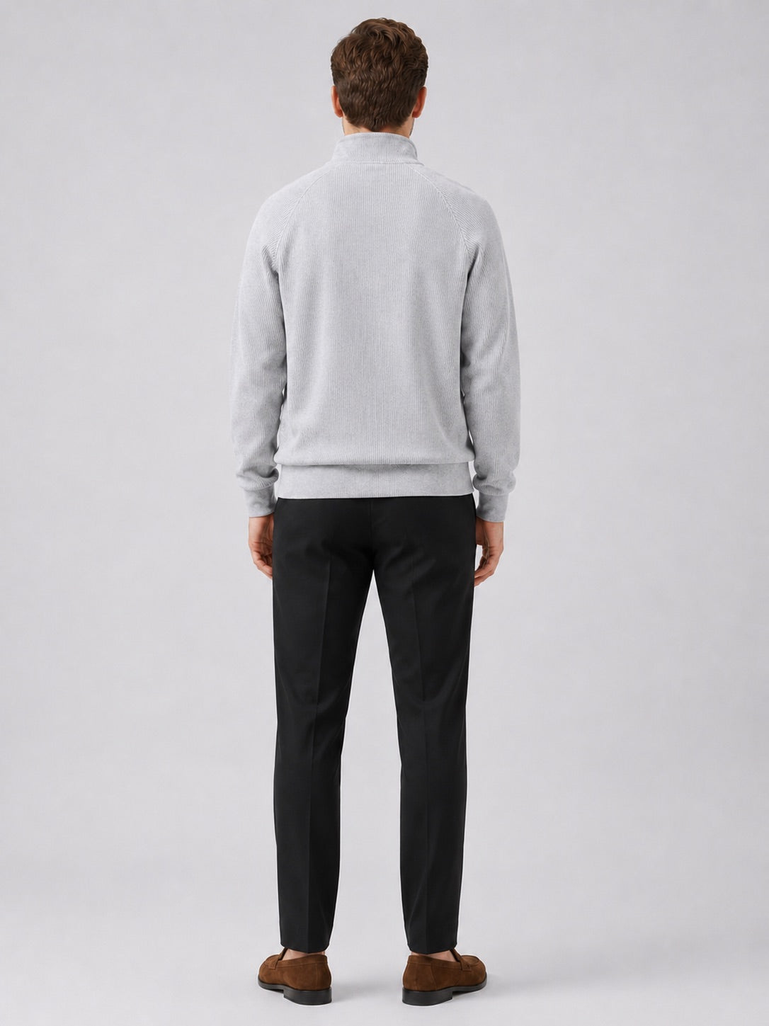 Men’s Quarter Zip Jumper Loose Fit Stand Collar Autumn Pullover for Casual and Everyday Wear