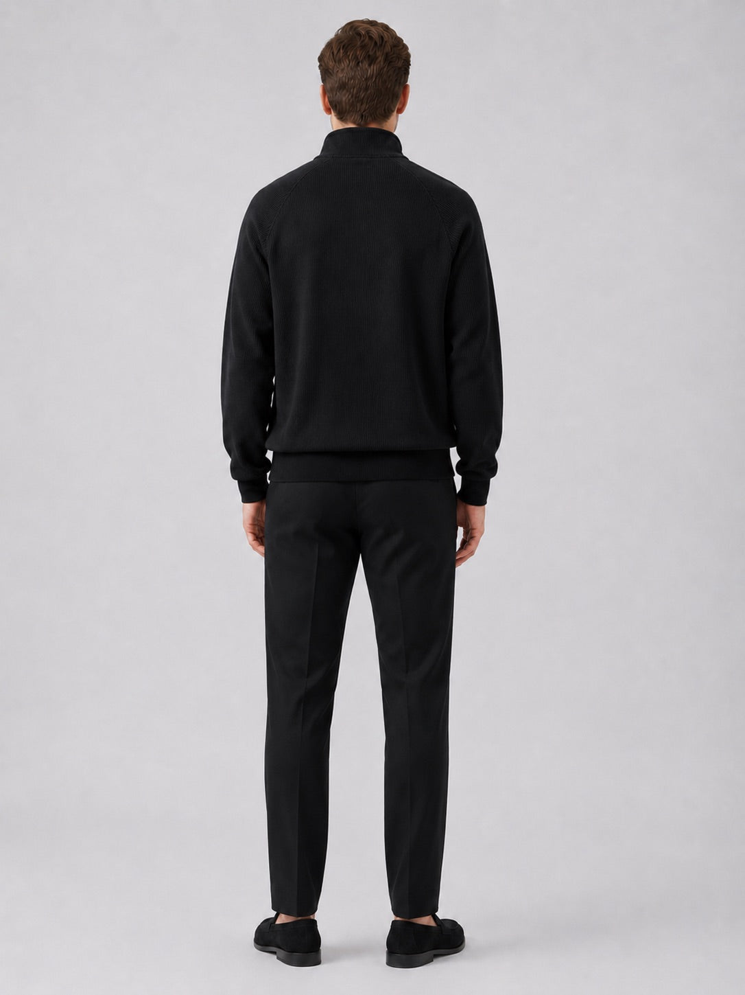 Men’s Quarter Zip Jumper Loose Fit Stand Collar Autumn Pullover for Casual and Everyday Wear