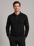 Men’s Polo Neck Jumper Solid Colour Warm Knit Autumn Winter Pullover for Business Casual and Everyday Wear