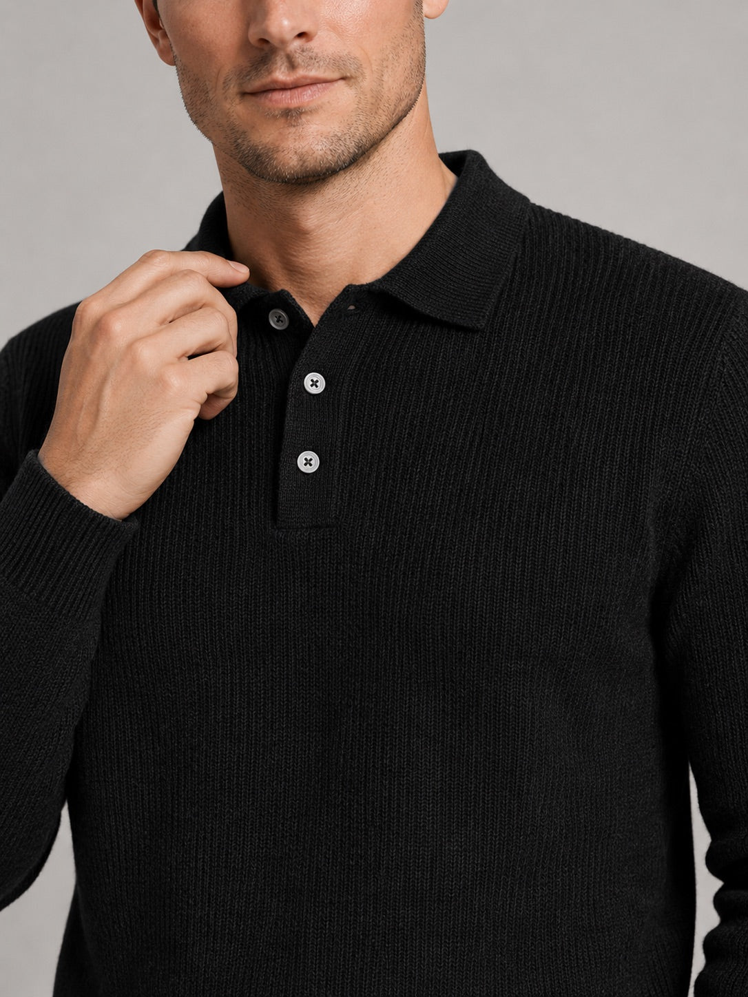 Men’s Polo Neck Jumper Solid Colour Warm Knit Autumn Winter Pullover for Business Casual and Everyday Wear