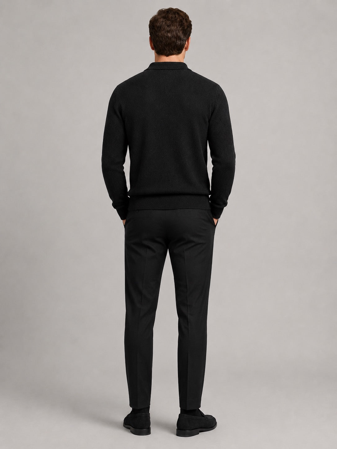 Men’s Polo Neck Jumper Solid Colour Warm Knit Autumn Winter Pullover for Business Casual and Everyday Wear