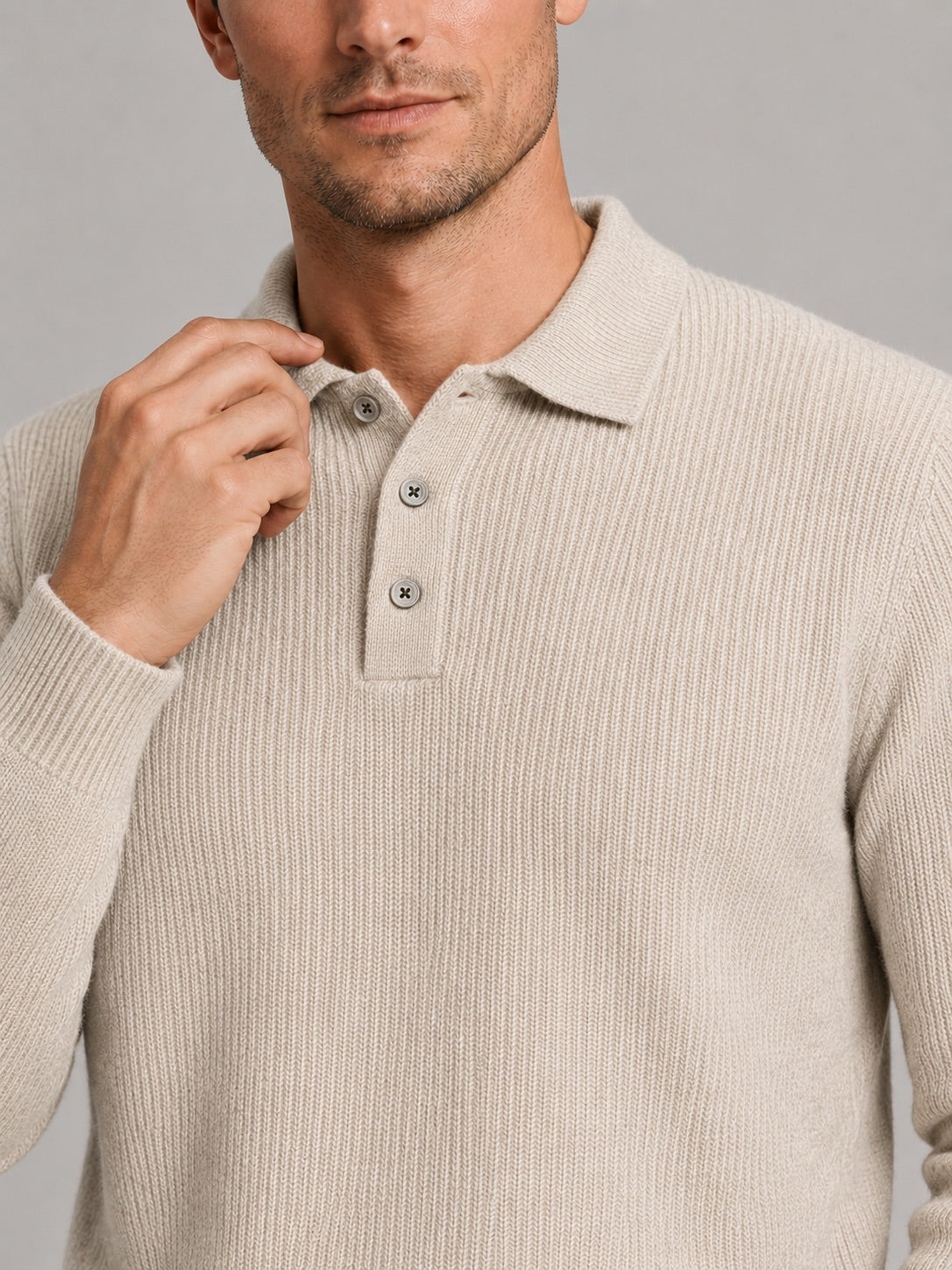 Men’s Polo Neck Jumper Solid Colour Warm Knit Autumn Winter Pullover for Business Casual and Everyday Wear