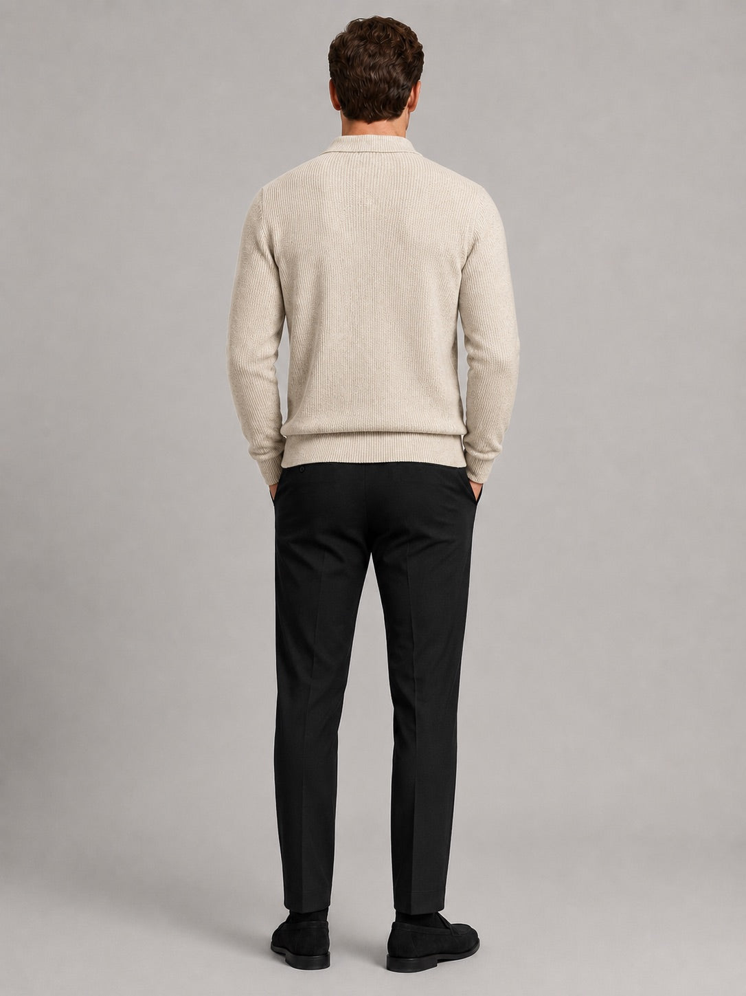 Men’s Polo Neck Jumper Solid Colour Warm Knit Autumn Winter Pullover for Business Casual and Everyday Wear