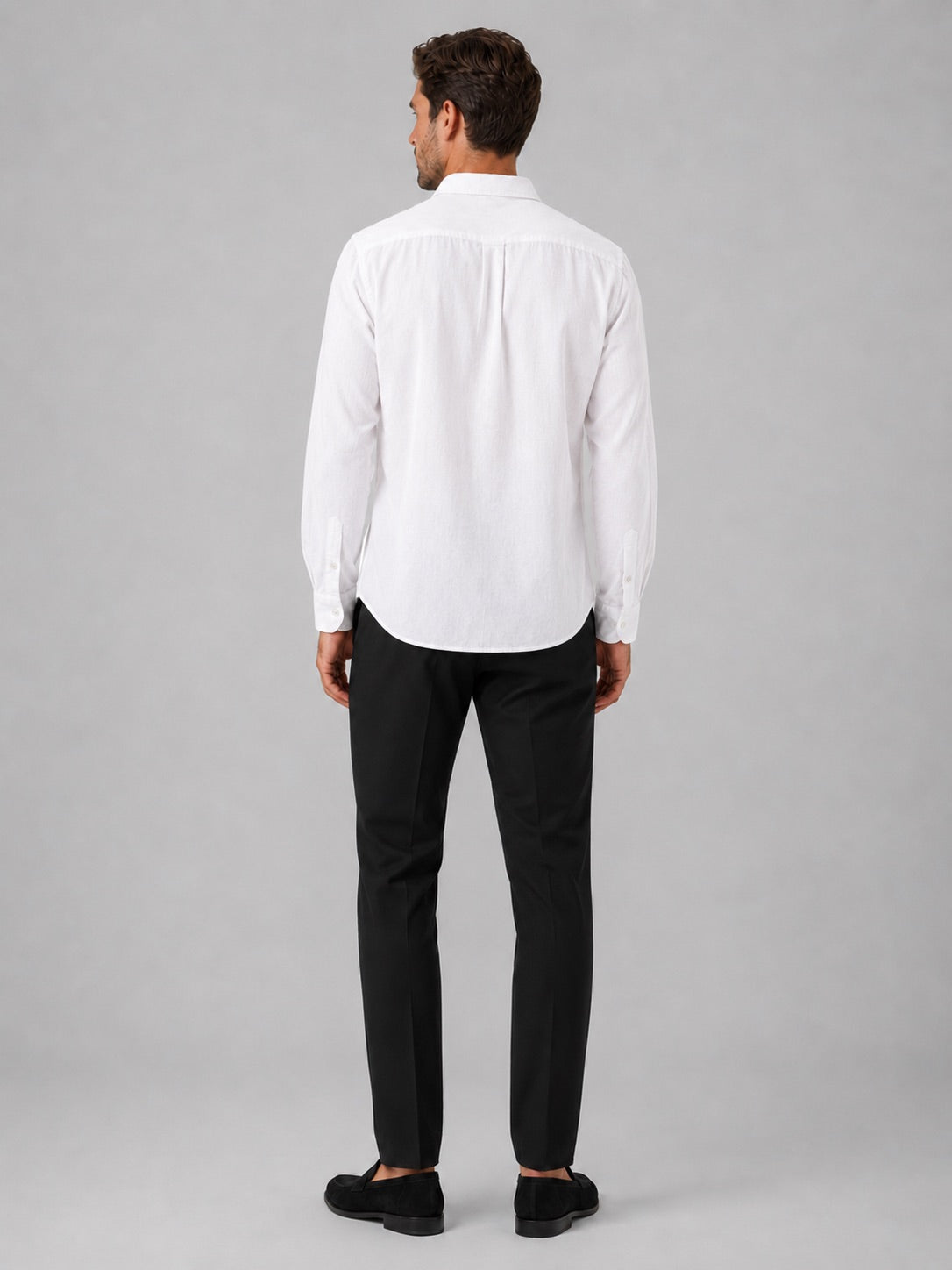 Men’s Button-Down Long Sleeve Shirt Solid Colour Summer Casual Top for Vacation and Everyday Wear