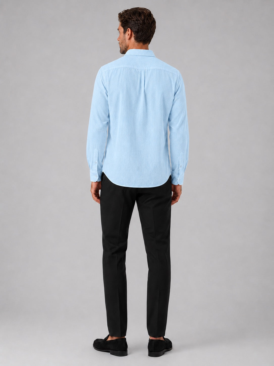 Men’s Button-Down Long Sleeve Shirt Solid Colour Summer Casual Top for Vacation and Everyday Wear