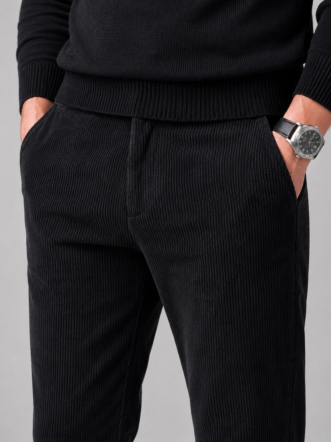 Men’s Corduroy Trousers Stretch Mid-Rise Thick Autumn Winter Casual Trousers for Business Casual and Everyday Wear