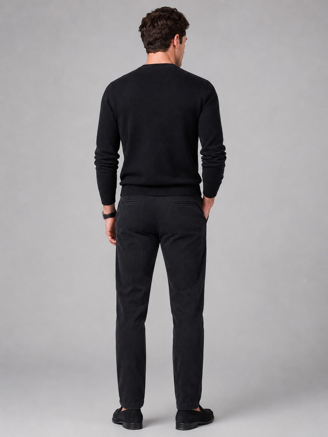 Men’s Corduroy Trousers Stretch Mid-Rise Thick Autumn Winter Casual Trousers for Business Casual and Everyday Wear