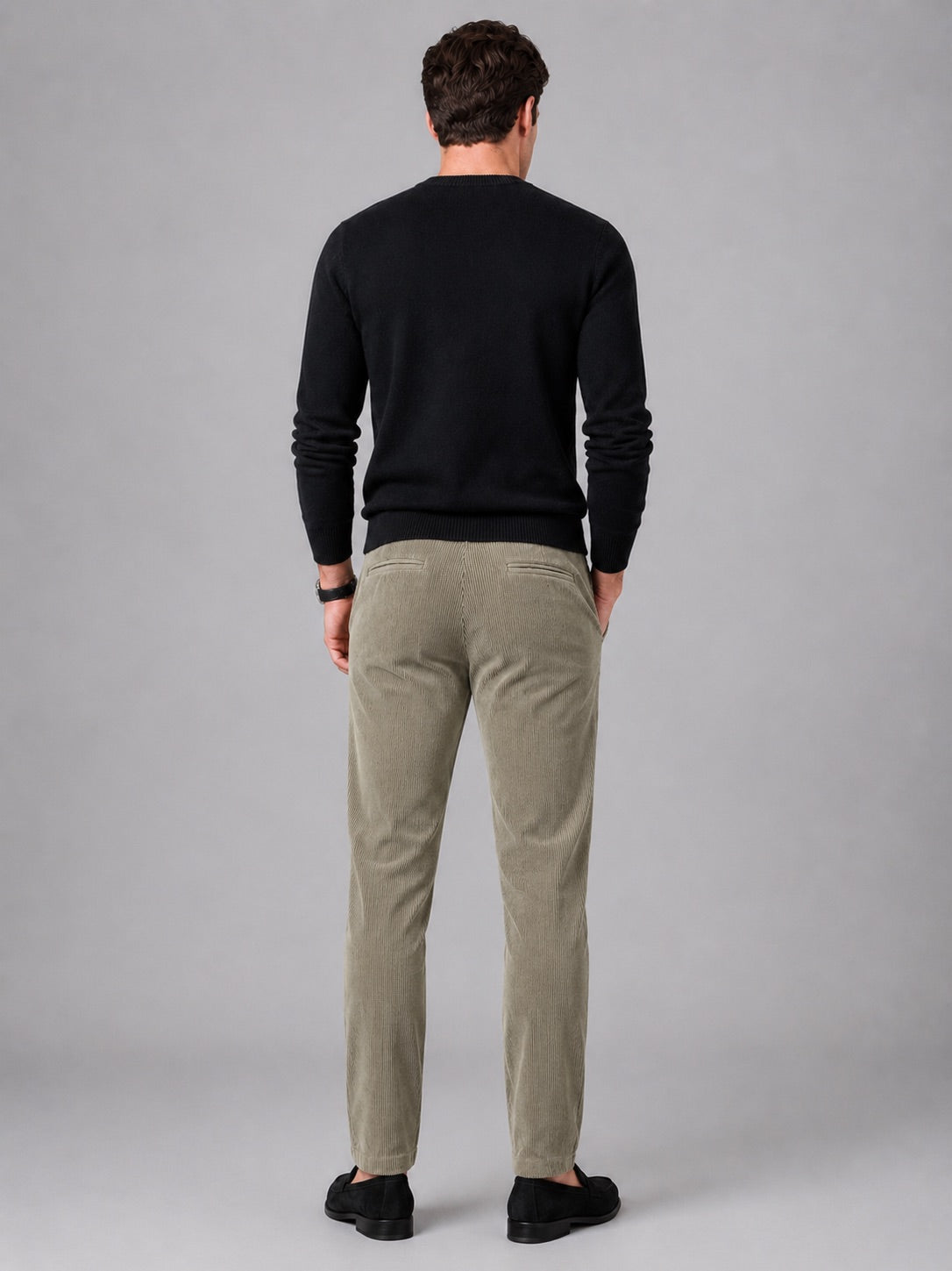 Men’s Corduroy Trousers Stretch Mid-Rise Thick Autumn Winter Casual Trousers for Business Casual and Everyday Wear