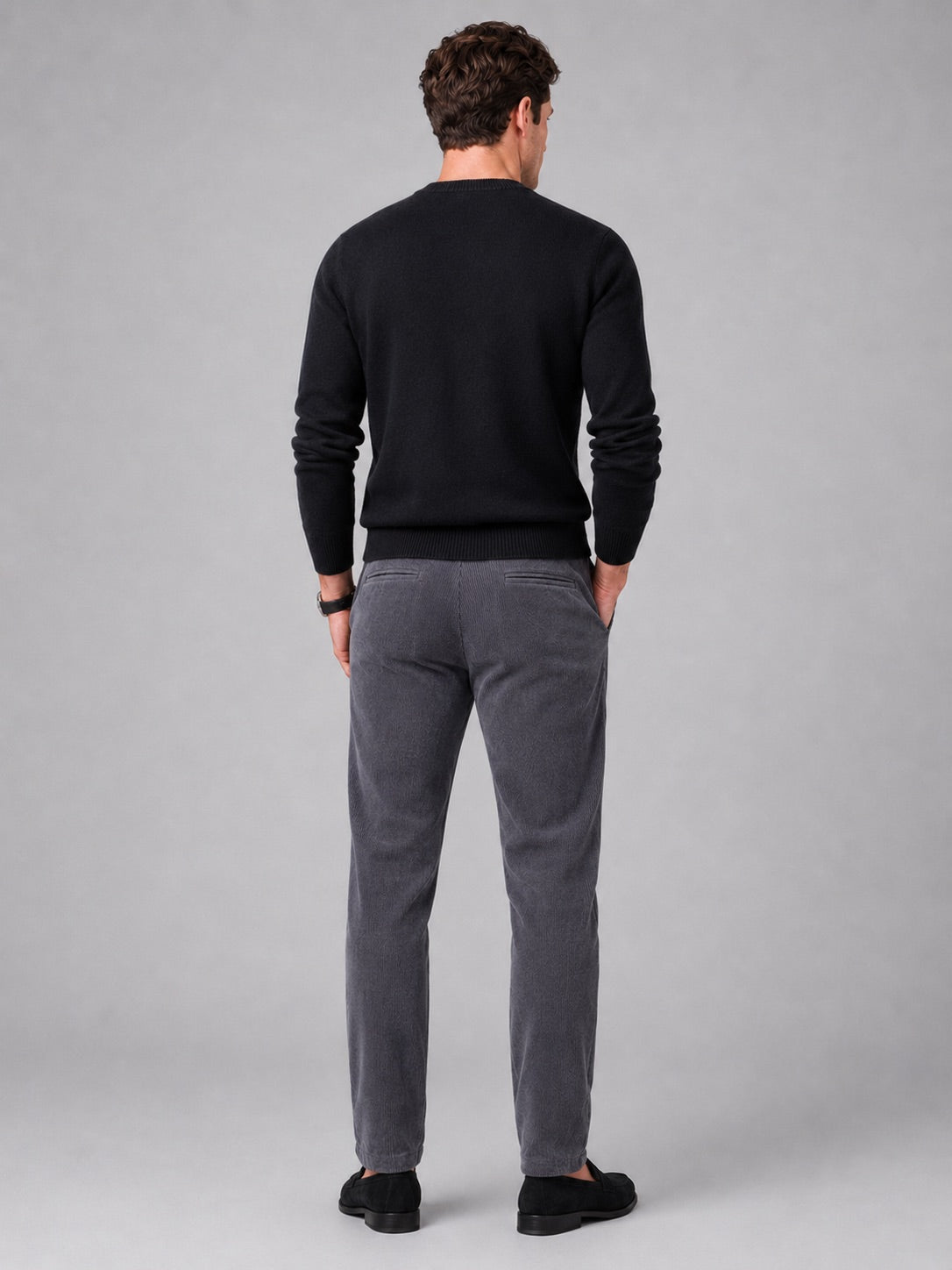 Men’s Corduroy Trousers Stretch Mid-Rise Thick Autumn Winter Casual Trousers for Business Casual and Everyday Wear