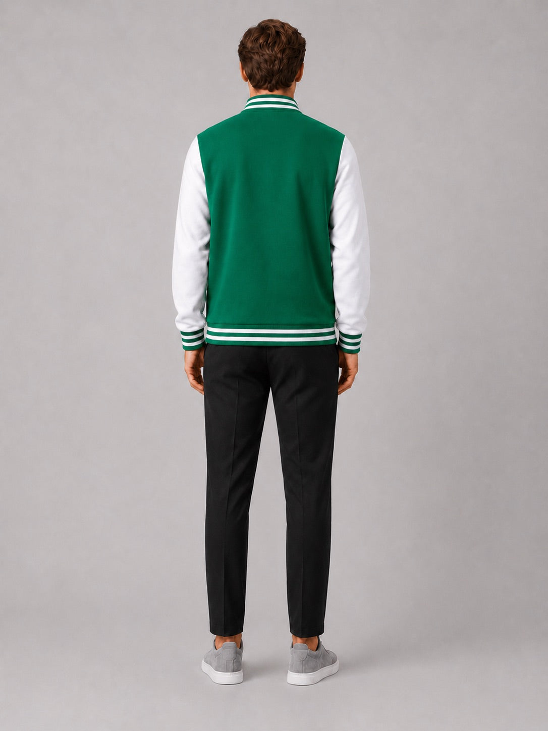 Men’s Varsity Jacket Fleece Lined Colour Block Button Front Autumn Winter Baseball Jacket for Casual and Everyday Wear