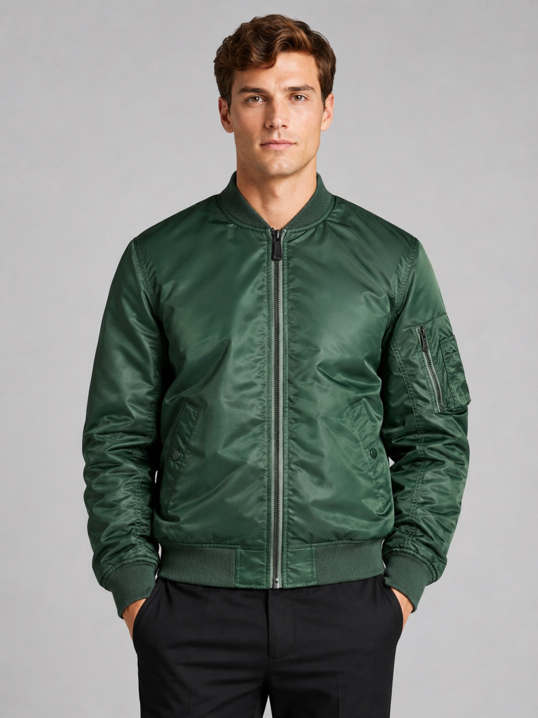 Men’s Bomber Autumn Jacket Windbreaker Zip-Up Flight Coat Autumn Casual Outerwear for Everyday and Streetwear Wear