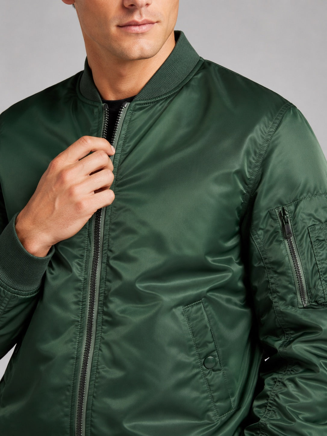 Men’s Bomber Autumn Jacket Windbreaker Zip-Up Flight Coat Autumn Casual Outerwear for Everyday and Streetwear Wear