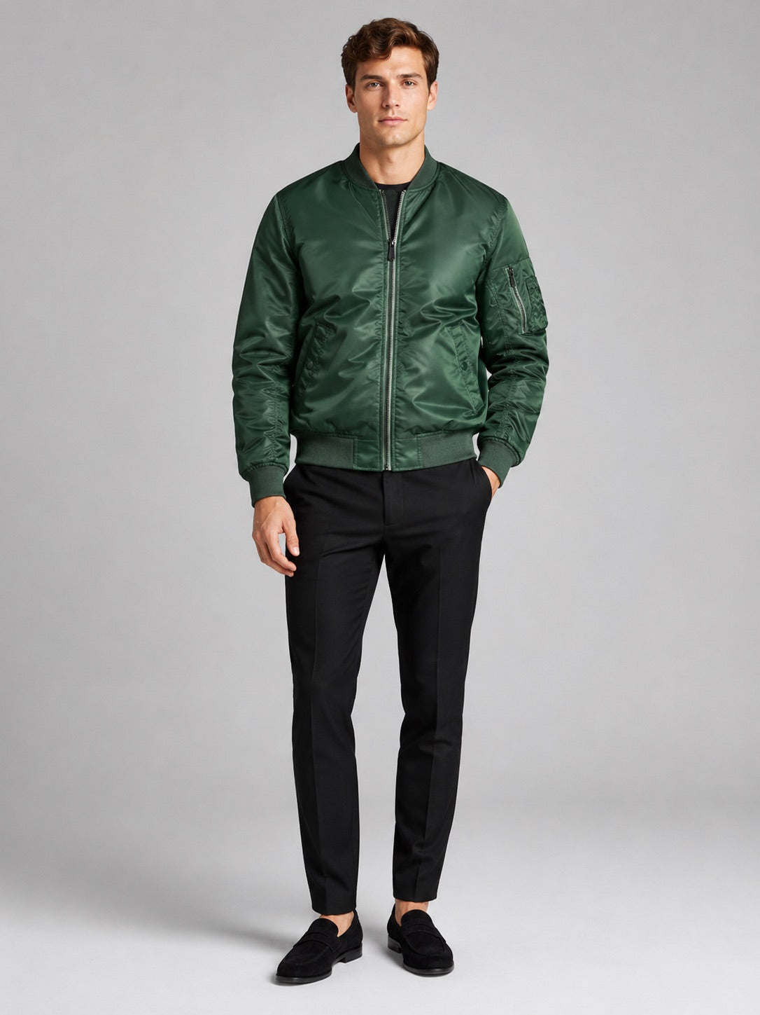 Men’s Bomber Autumn Jacket Windbreaker Zip-Up Flight Coat Autumn Casual Outerwear for Everyday and Streetwear Wear