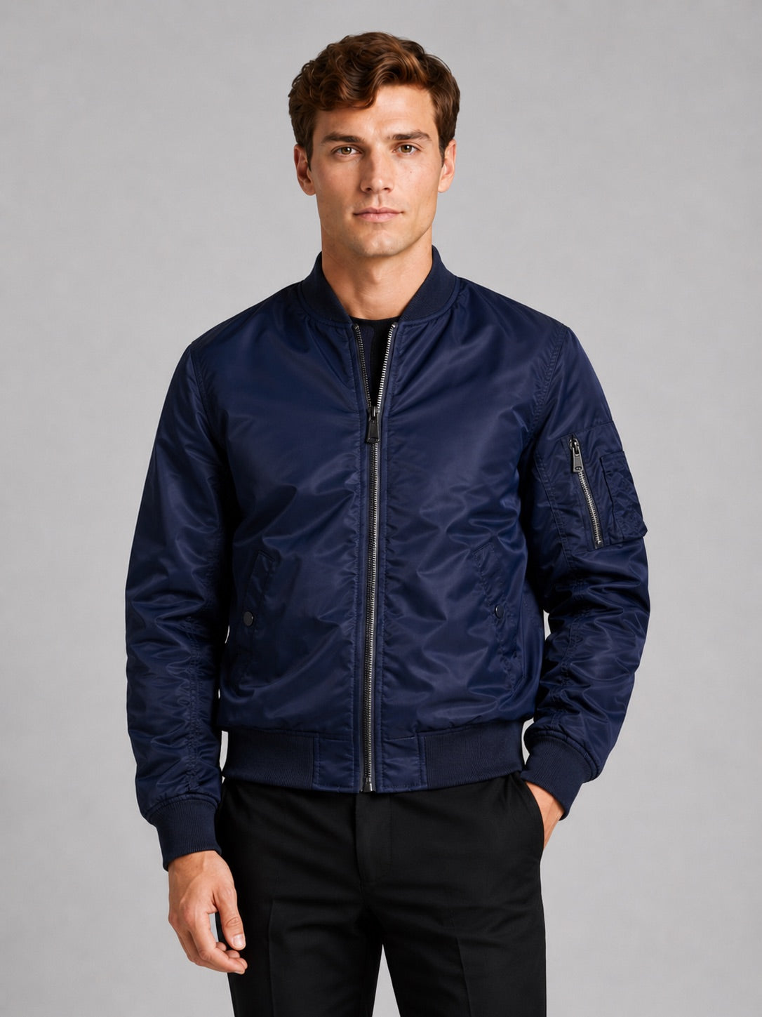 Men’s Bomber Autumn Jacket Windbreaker Zip-Up Flight Coat Autumn Casual Outerwear for Everyday and Streetwear Wear