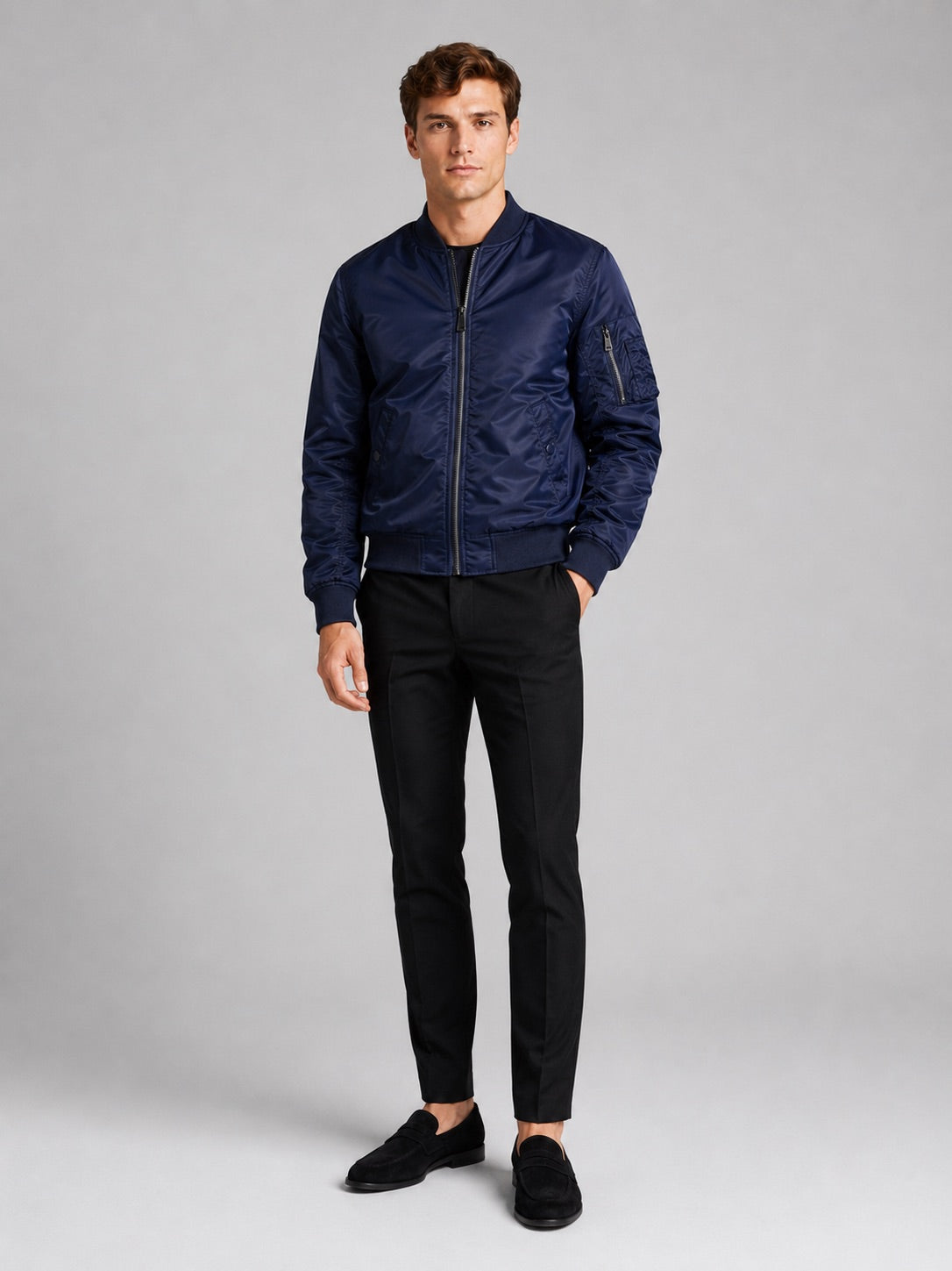 Men’s Bomber Autumn Jacket Windbreaker Zip-Up Flight Coat Autumn Casual Outerwear for Everyday and Streetwear Wear
