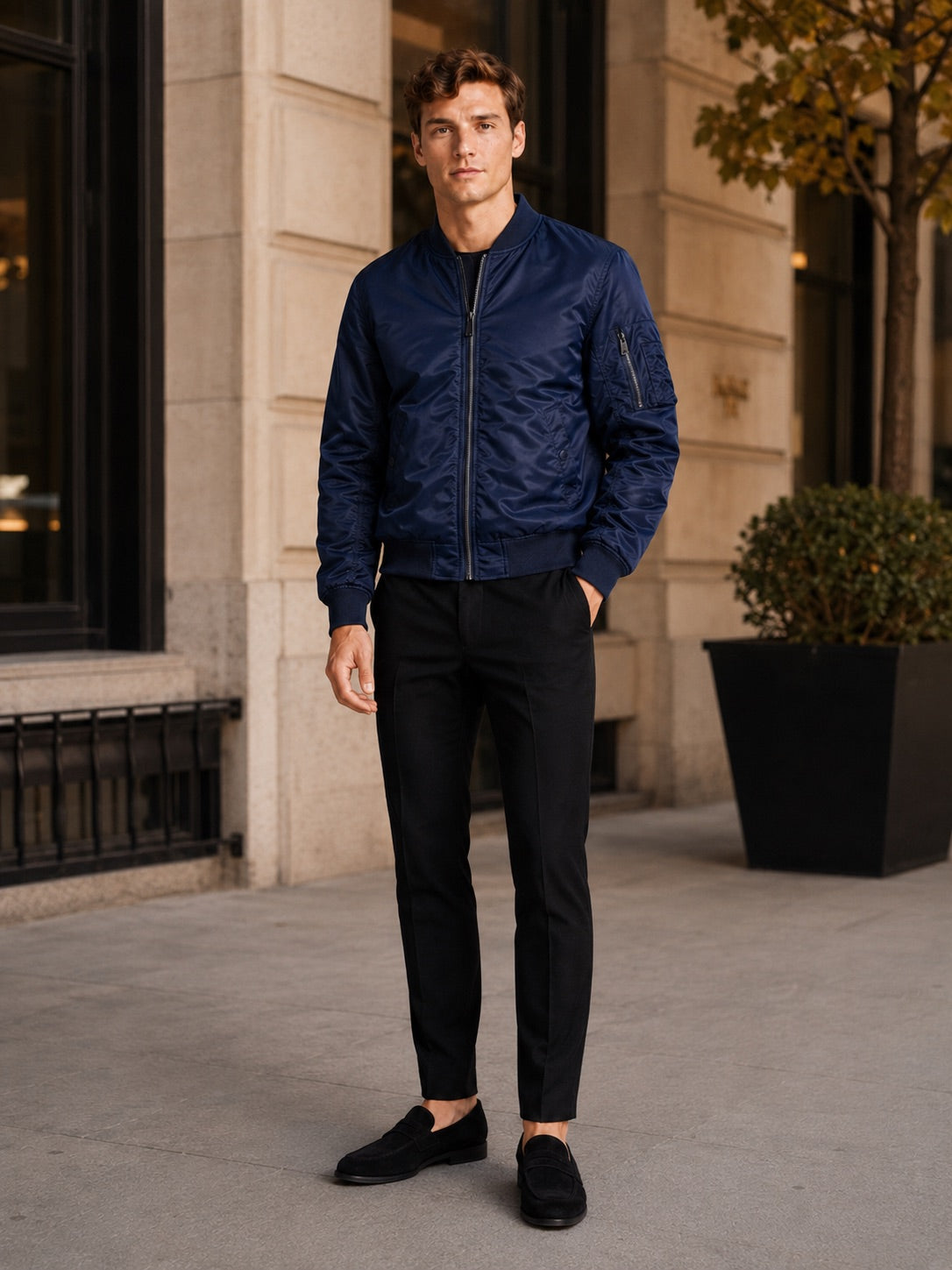 Men’s Bomber Autumn Jacket Windbreaker Zip-Up Flight Coat Autumn Casual Outerwear for Everyday and Streetwear Wear
