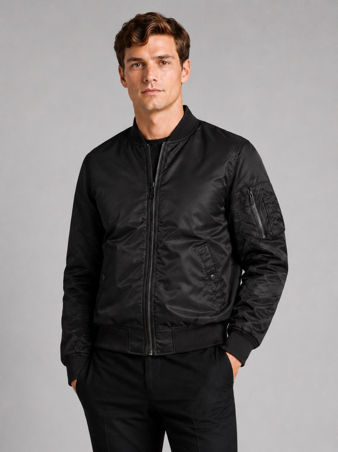 Men’s Bomber Autumn Jacket Windbreaker Zip-Up Flight Coat Autumn Casual Outerwear for Everyday and Streetwear Wear