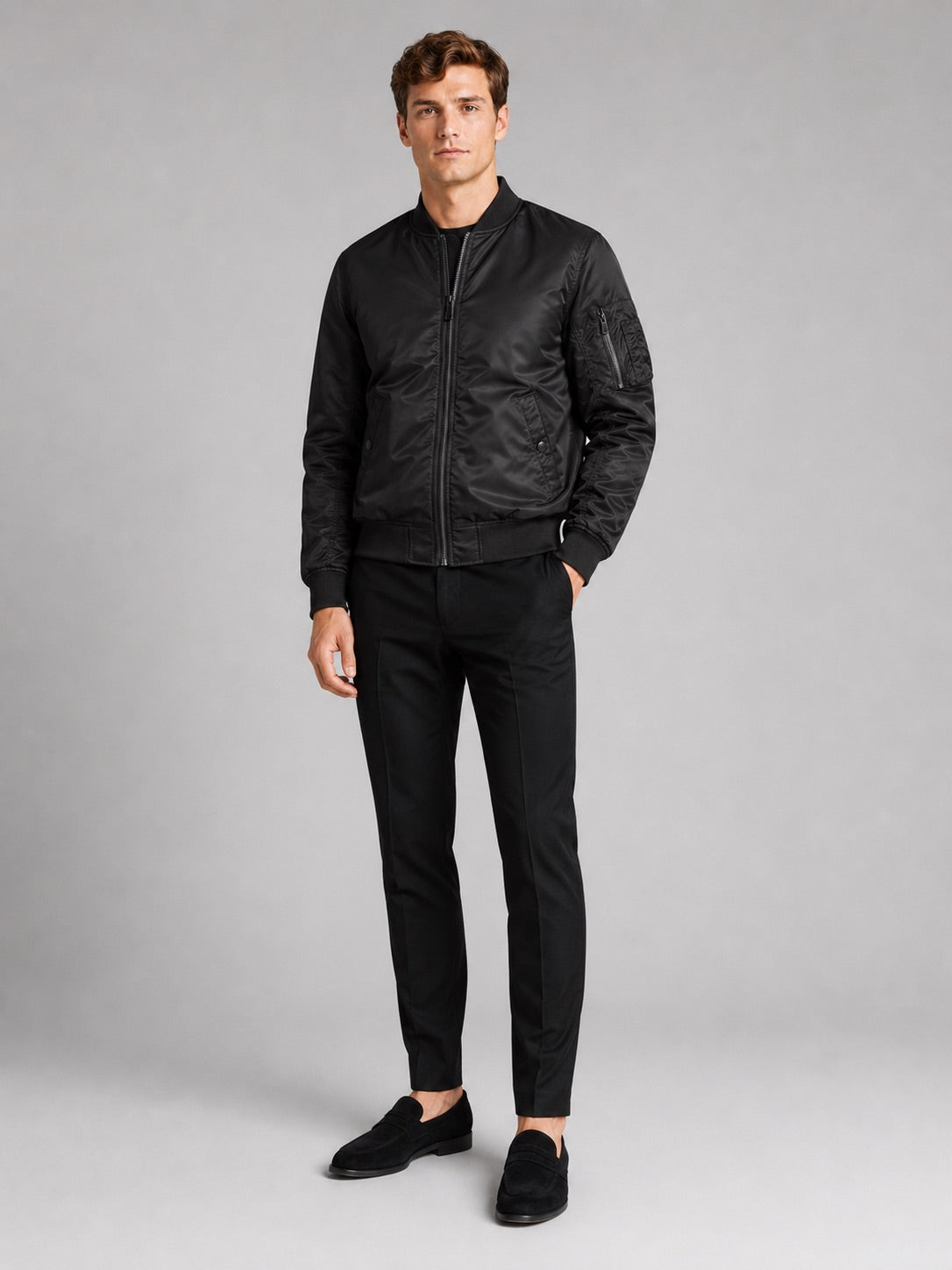 Men’s Bomber Autumn Jacket Windbreaker Zip-Up Flight Coat Autumn Casual Outerwear for Everyday and Streetwear Wear