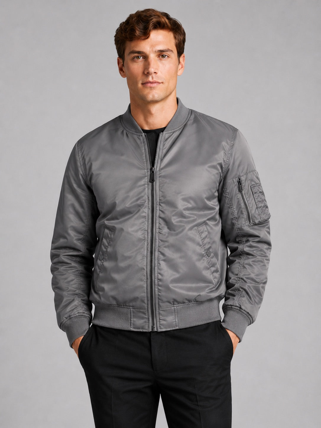 Men’s Bomber Autumn Jacket Windbreaker Zip-Up Flight Coat Autumn Casual Outerwear for Everyday and Streetwear Wear