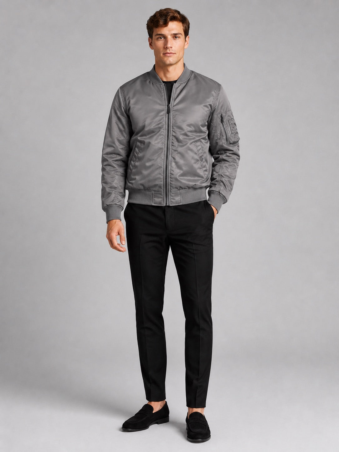 Men’s Bomber Autumn Jacket Windbreaker Zip-Up Flight Coat Autumn Casual Outerwear for Everyday and Streetwear Wear