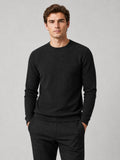 Men’s Jacquard Crew Neck Jumper Slim Fit Long Sleeve Warm Autumn Winter Pullover for Casual and Everyday Wear