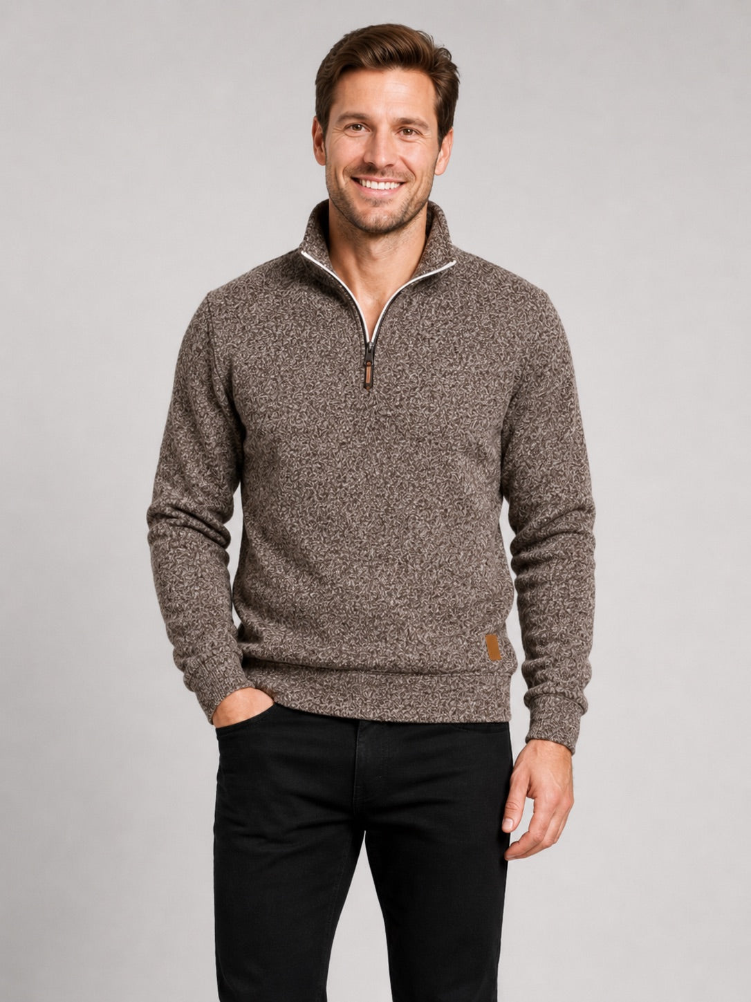 Men’s Quarter Zip Jumper Stand Collar Long Sleeve Autumn Pullover for Casual Sportswear and Everyday Wear