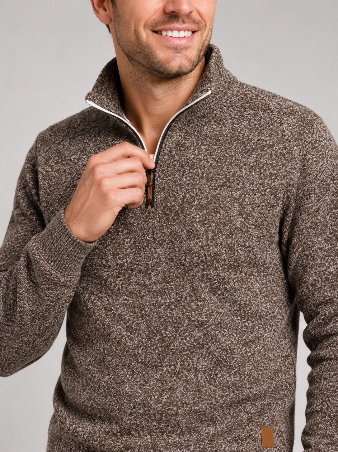 Men’s Quarter Zip Jumper Stand Collar Long Sleeve Autumn Pullover for Casual Sportswear and Everyday Wear