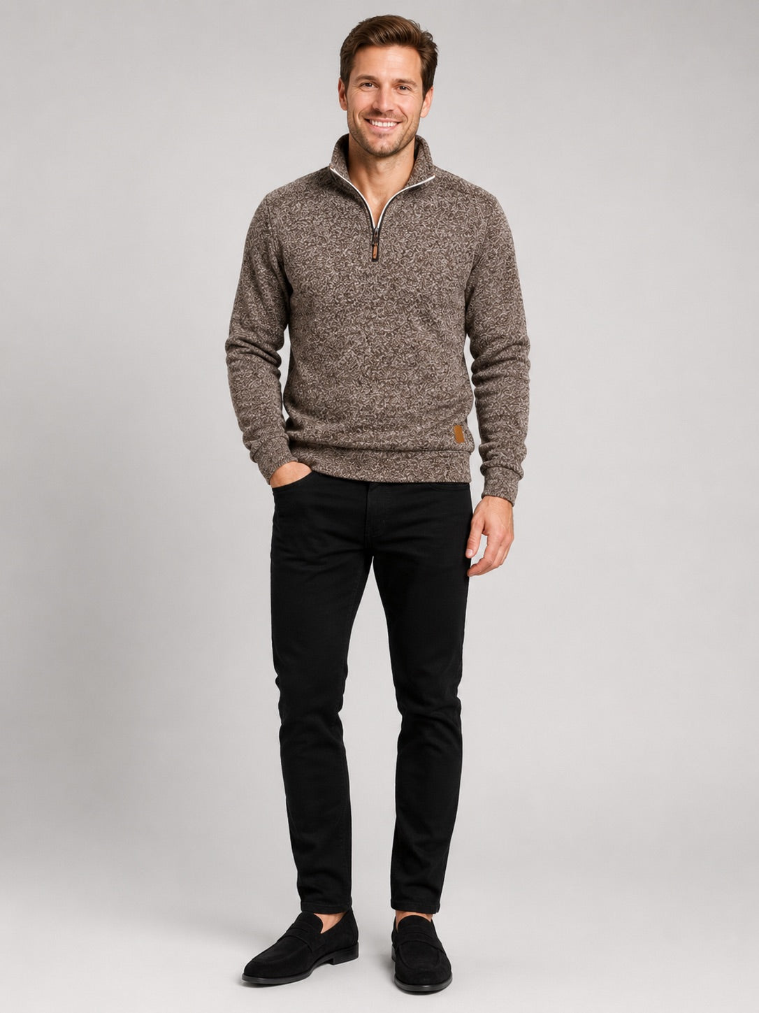 Men’s Quarter Zip Jumper Stand Collar Long Sleeve Autumn Pullover for Casual Sportswear and Everyday Wear