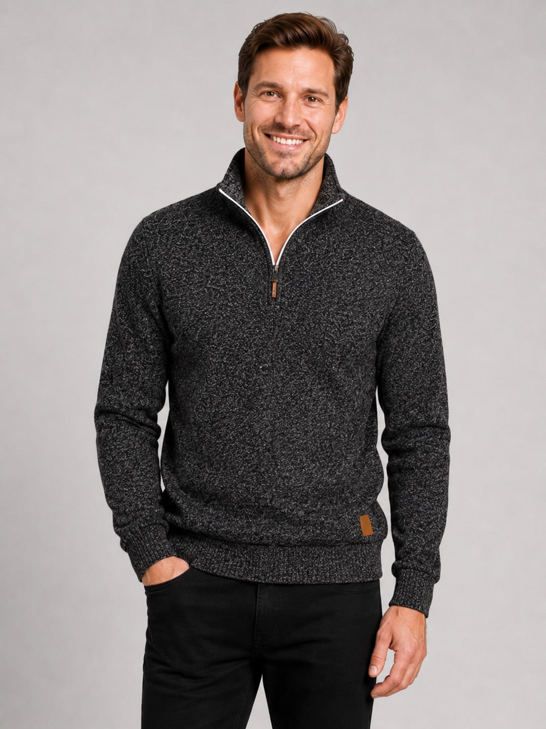 Men’s Quarter Zip Jumper Stand Collar Long Sleeve Autumn Pullover for Casual Sportswear and Everyday Wear