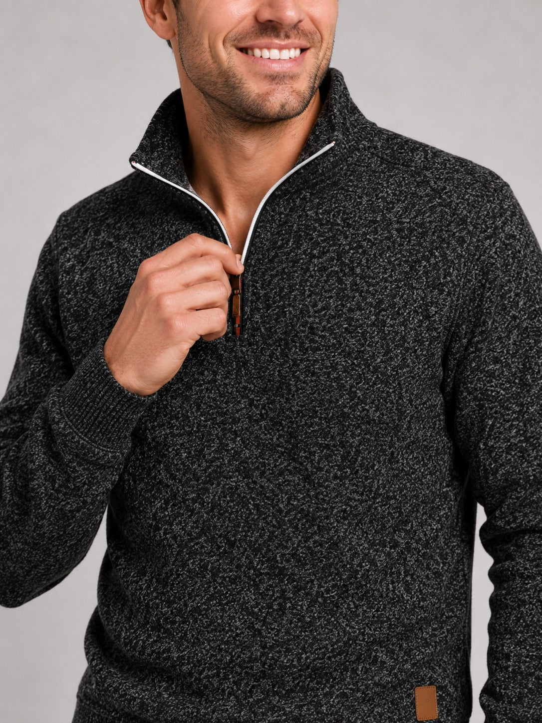 Men’s Quarter Zip Jumper Stand Collar Long Sleeve Autumn Pullover for Casual Sportswear and Everyday Wear