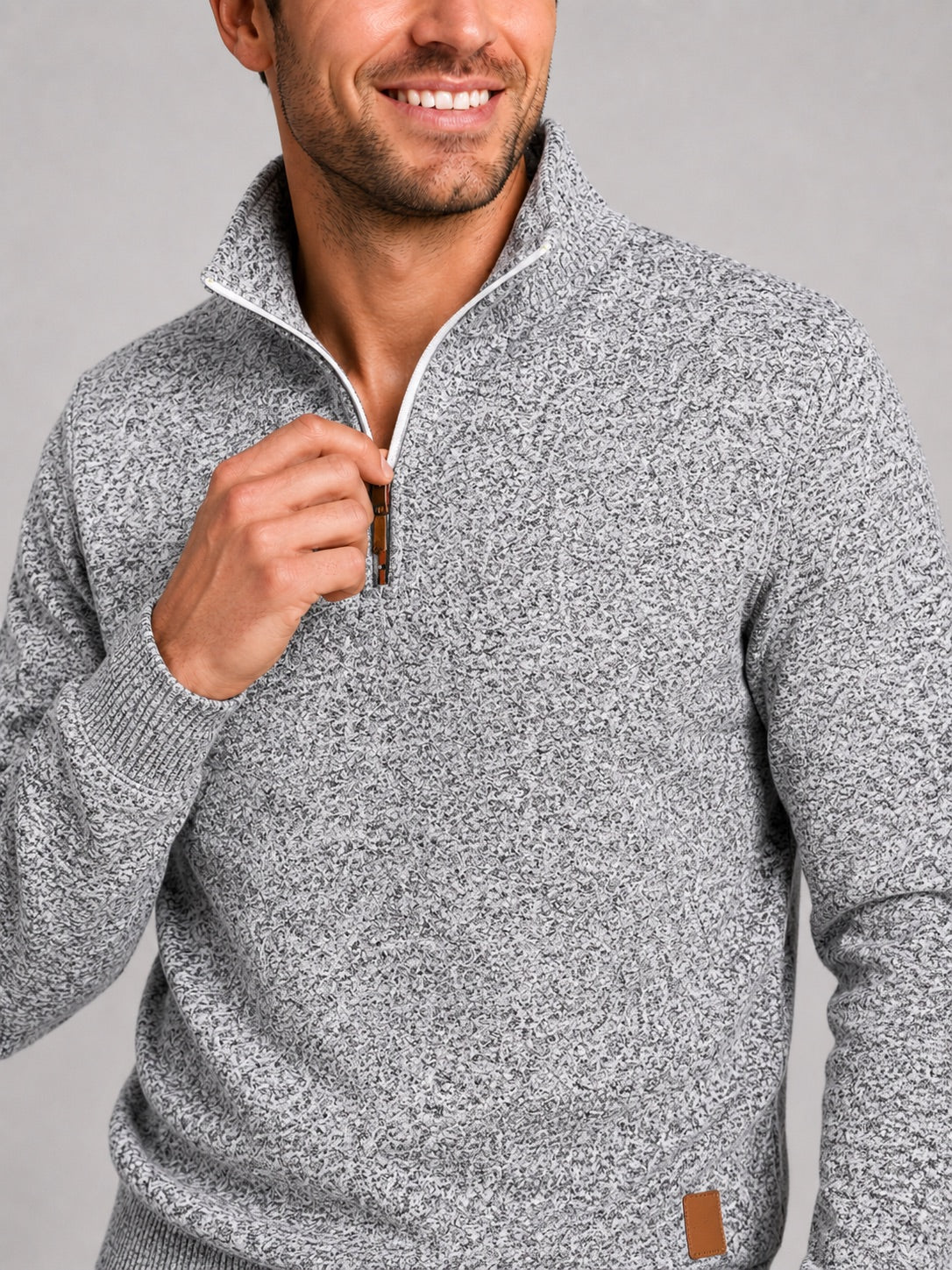 Men’s Quarter Zip Jumper Stand Collar Long Sleeve Autumn Pullover for Casual Sportswear and Everyday Wear
