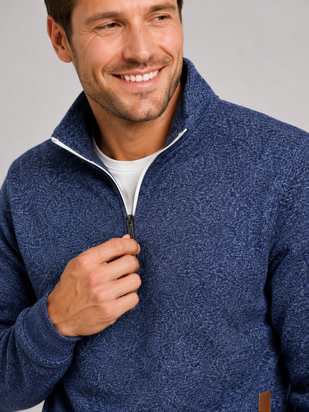 Men’s Quarter Zip Jumper Stand Collar Long Sleeve Autumn Pullover for Casual Sportswear and Everyday Wear