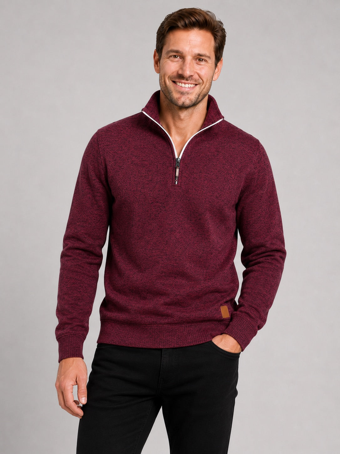 Men’s Quarter Zip Jumper Stand Collar Long Sleeve Autumn Pullover for Casual Sportswear and Everyday Wear