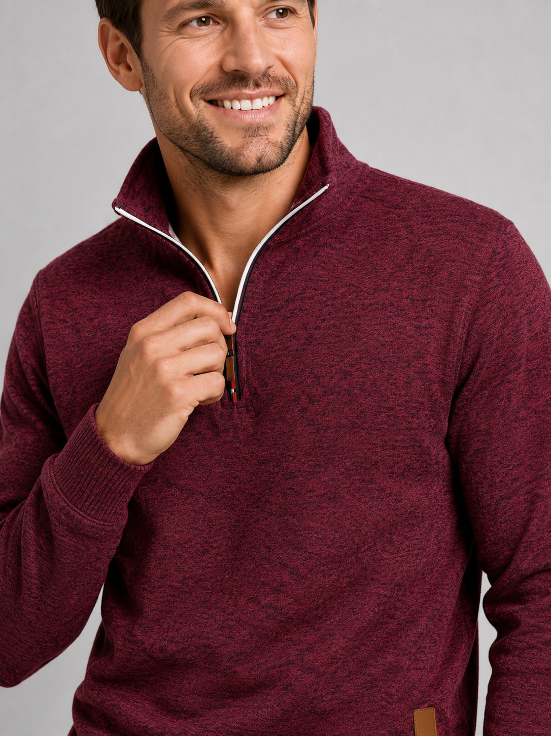Men’s Quarter Zip Jumper Stand Collar Long Sleeve Autumn Pullover for Casual Sportswear and Everyday Wear