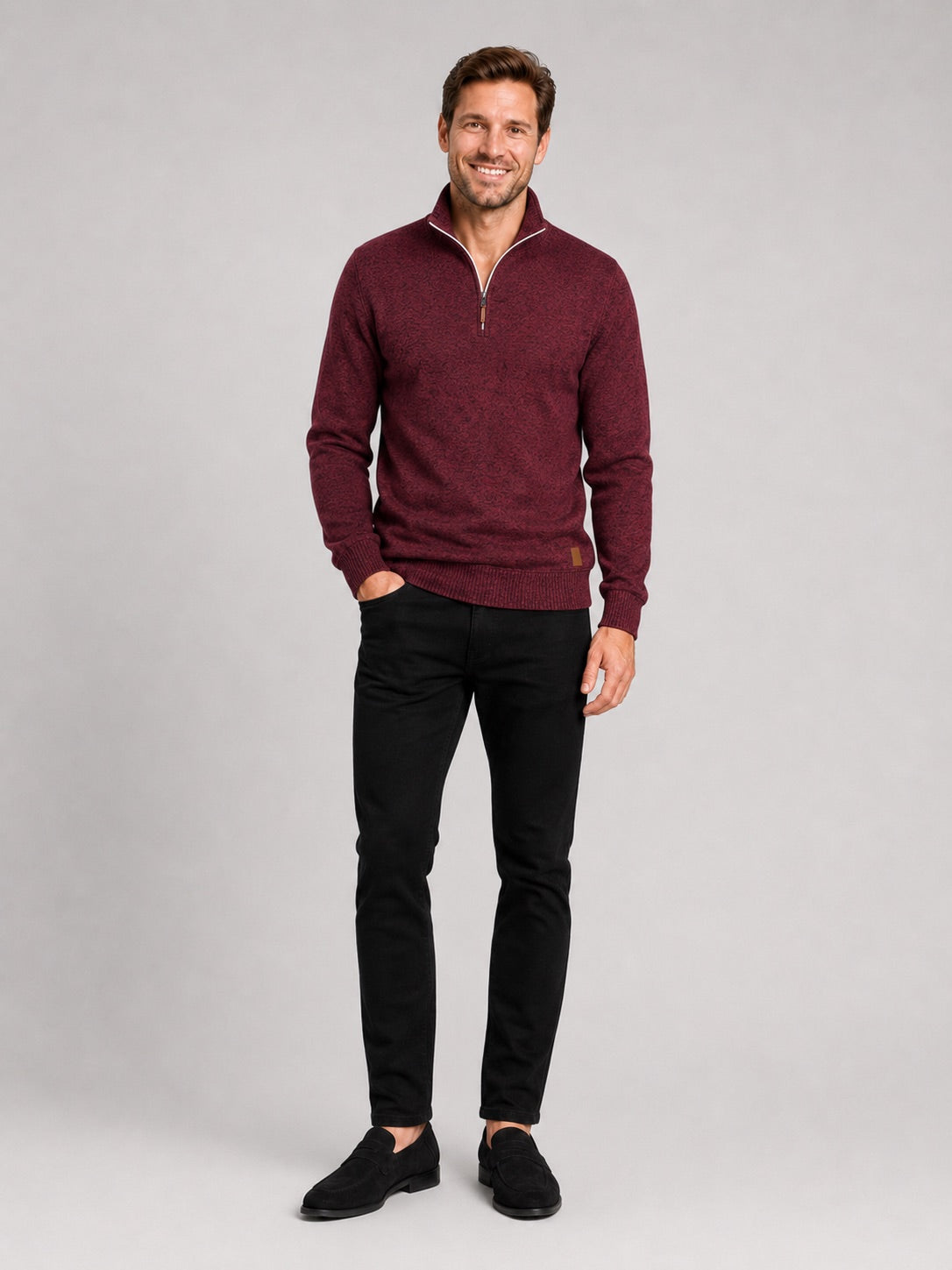 Men’s Quarter Zip Jumper Stand Collar Long Sleeve Autumn Pullover for Casual Sportswear and Everyday Wear