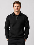 Men’s Quarter Zip Jumper Long Sleeve Solid Colour Autumn Pullover for Outdoor and Everyday Wear