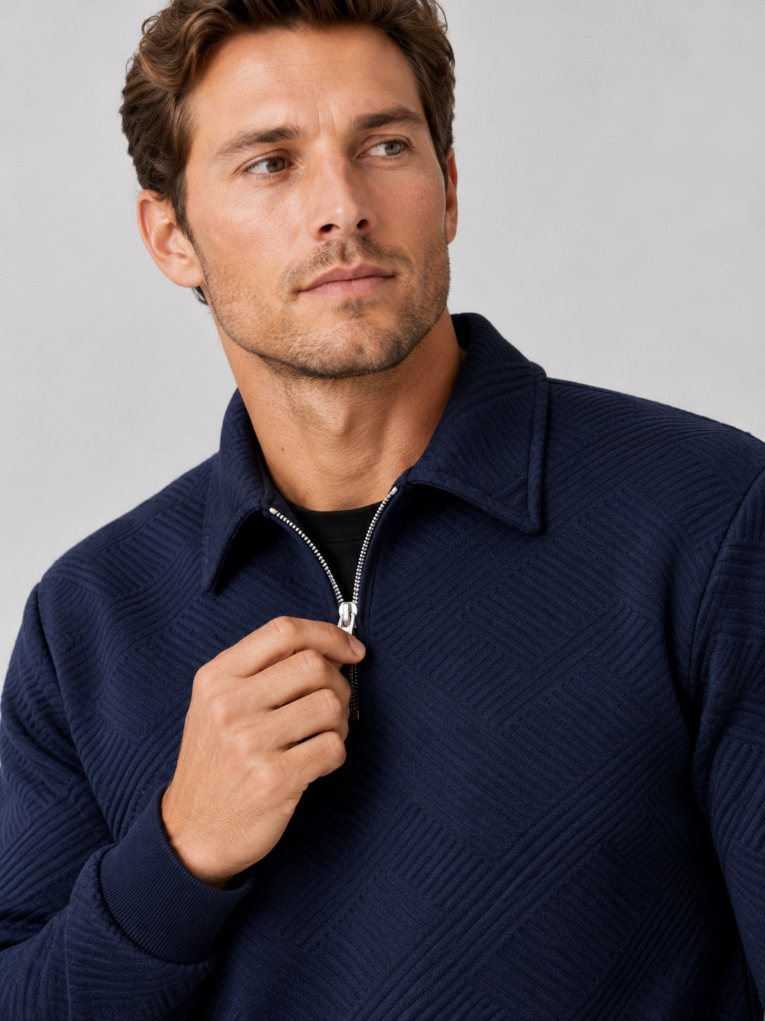 Men’s Quarter Zip Jumper Long Sleeve Solid Colour Autumn Pullover for Outdoor and Everyday Wear