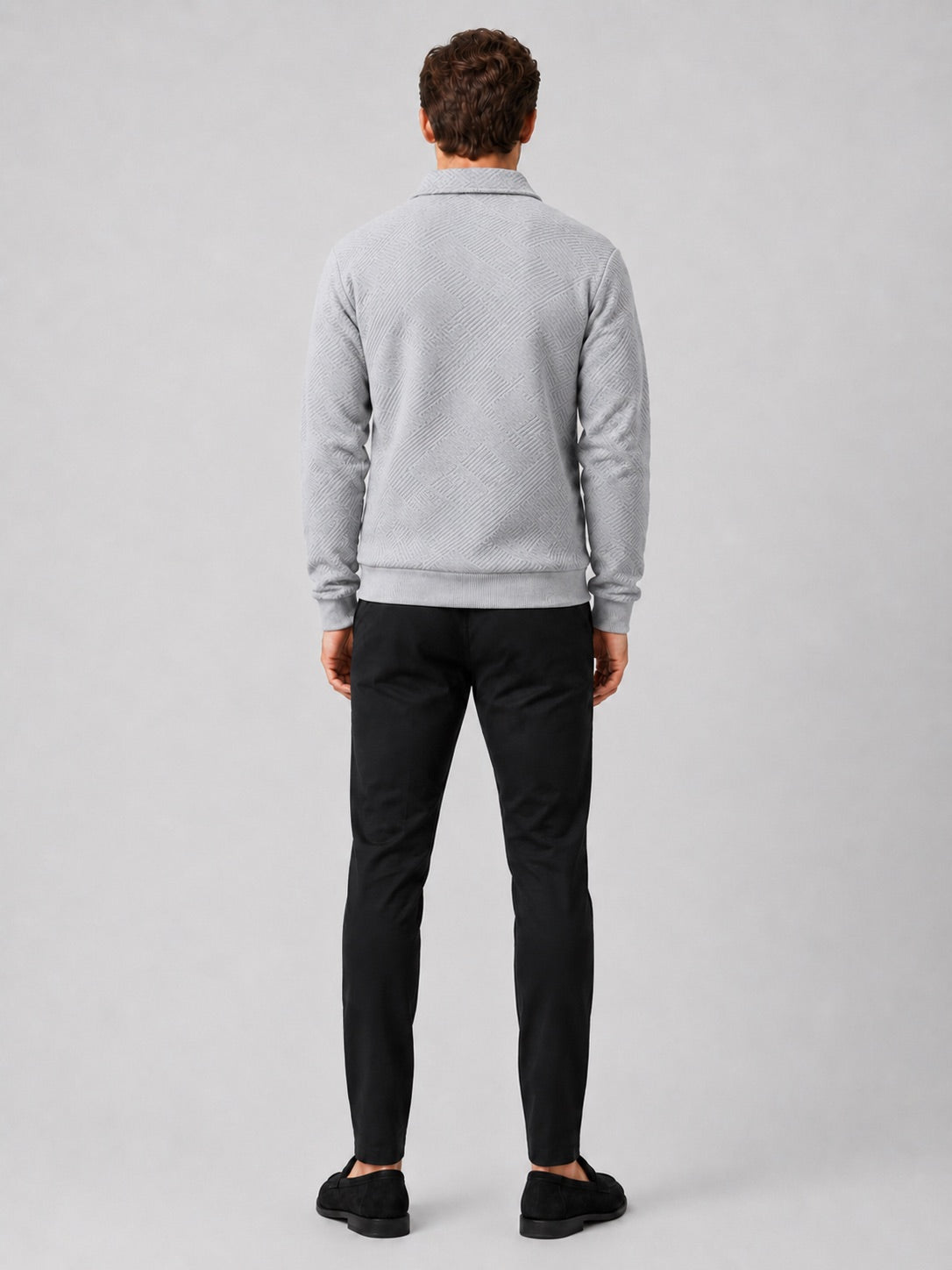 Men’s Quarter Zip Jumper Long Sleeve Solid Colour Autumn Pullover for Outdoor and Everyday Wear