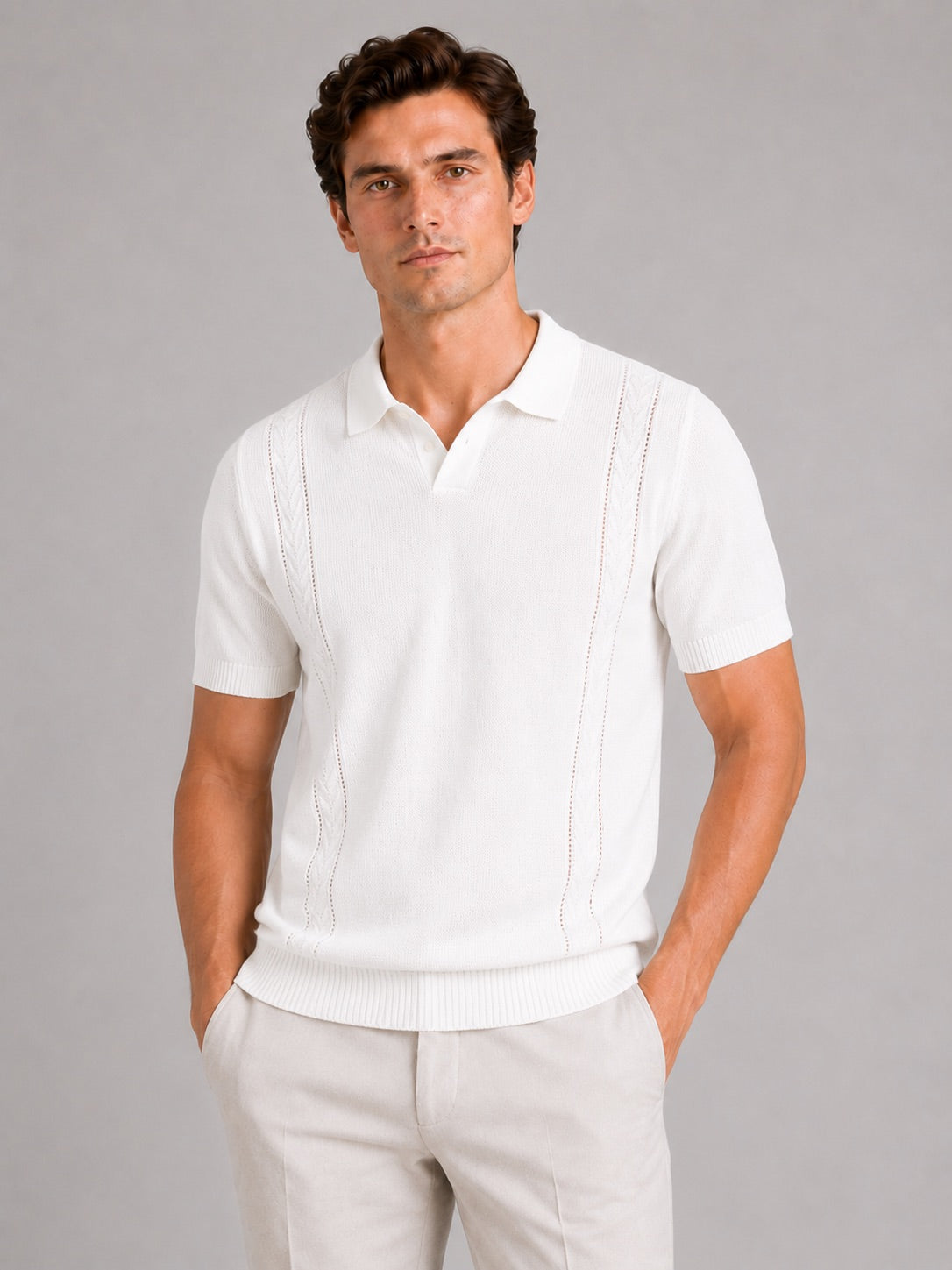 Men’s Knit Polo Shirt Short Sleeve Breathable Lightweight Summer Polo for Vacation and Casual Wear