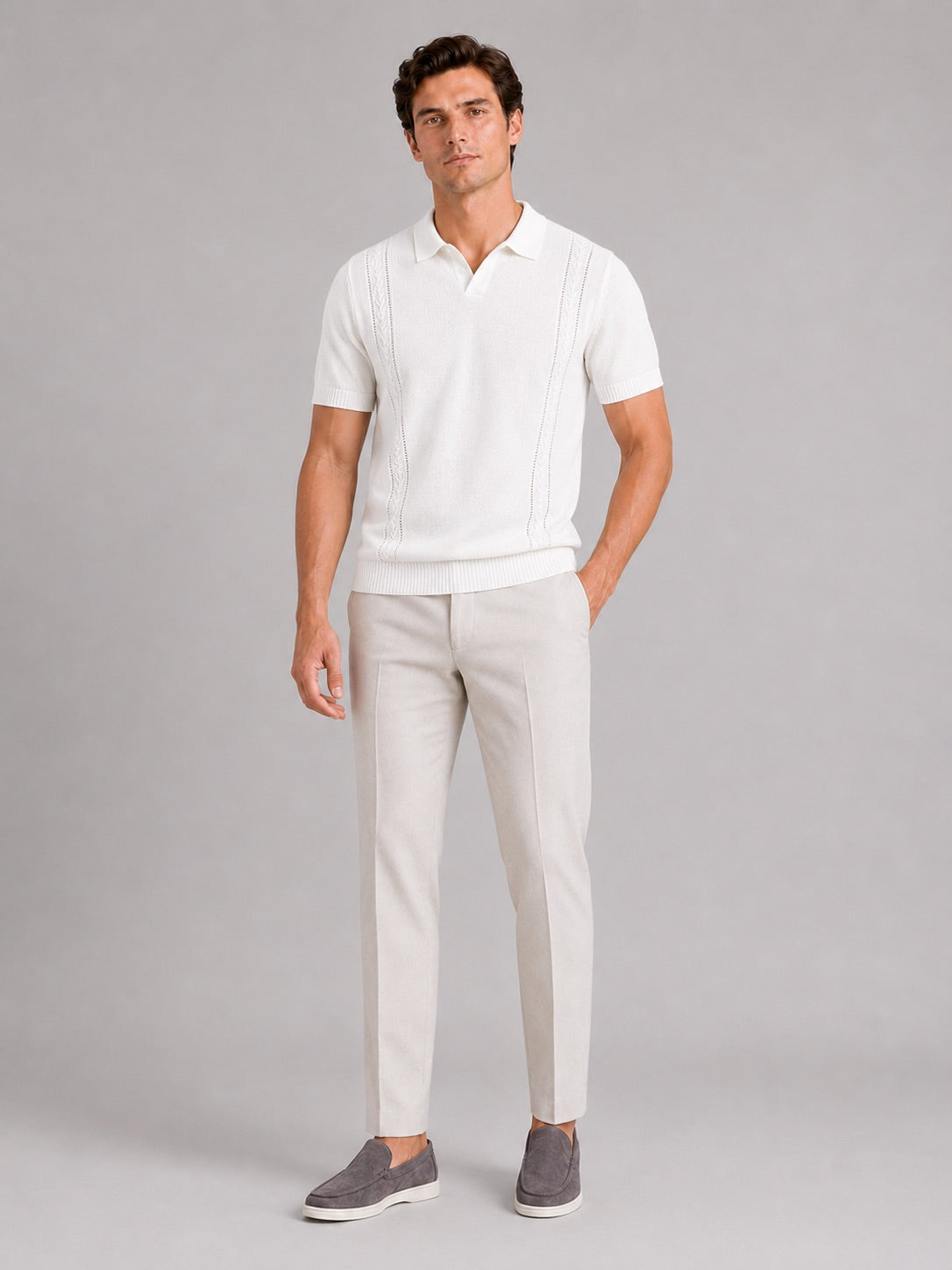 Men’s Knit Polo Shirt Short Sleeve Breathable Lightweight Summer Polo for Vacation and Casual Wear