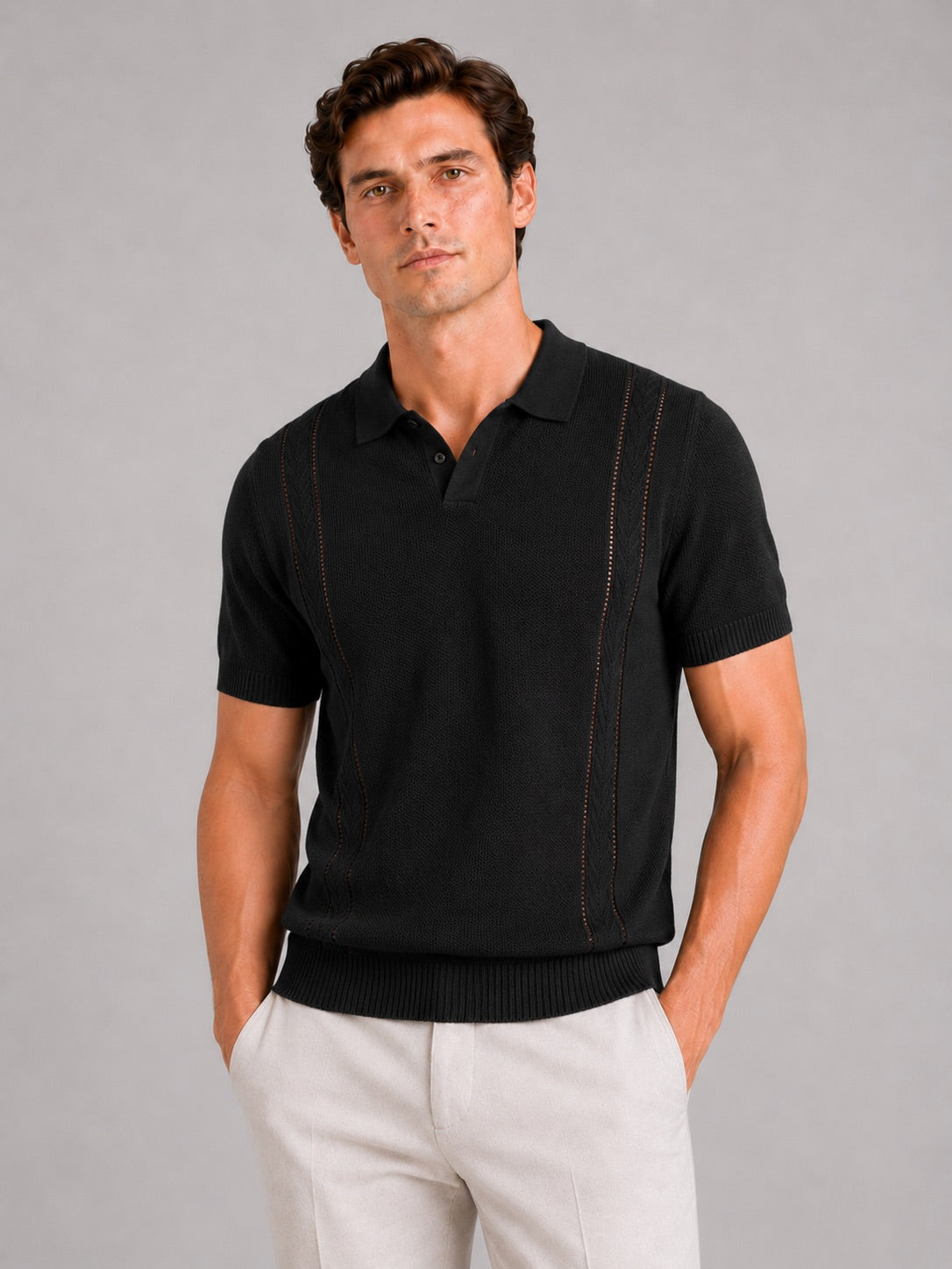 Men’s Knit Polo Shirt Short Sleeve Breathable Lightweight Summer Polo for Vacation and Casual Wear