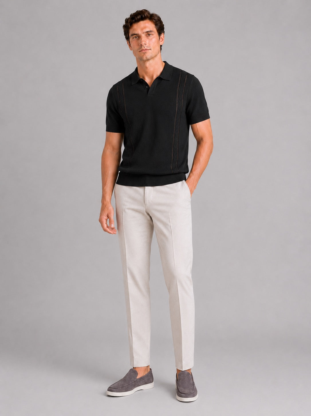 Men’s Knit Polo Shirt Short Sleeve Breathable Lightweight Summer Polo for Vacation and Casual Wear