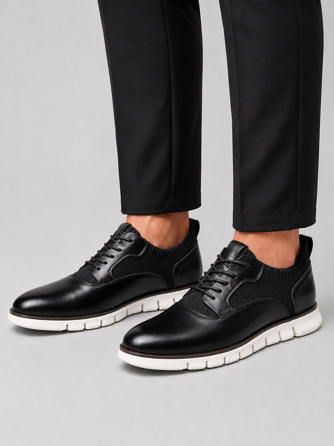Men’s Comfort Dress Shoes Lace-Up Round Toe Non-Slip Casual Business Shoes for Office and Everyday Wear