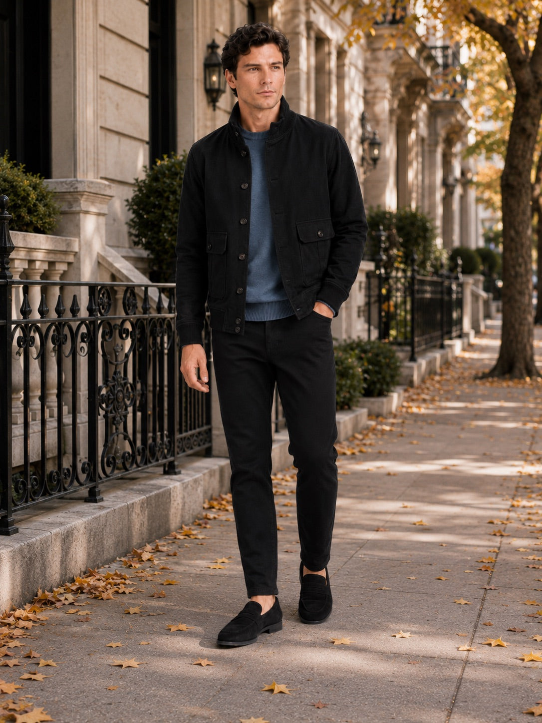 Men’s Cargo Autumn Jacket Patchwork Ribbed Stand Collar Autumn Winter Casual Jacket for Outdoor and Everyday Wear